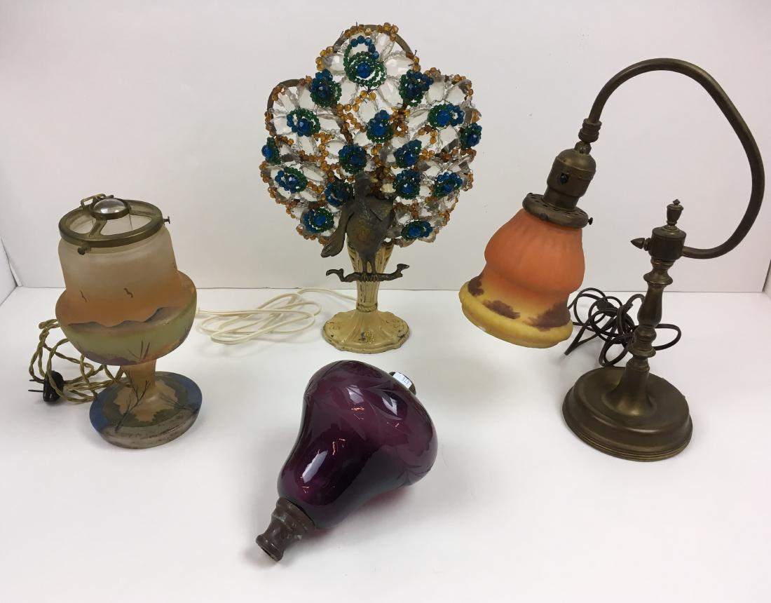 4 PCS - 3 VINTAGE LAMPS & 1 OIL LAMP FONT (1 of 17)
