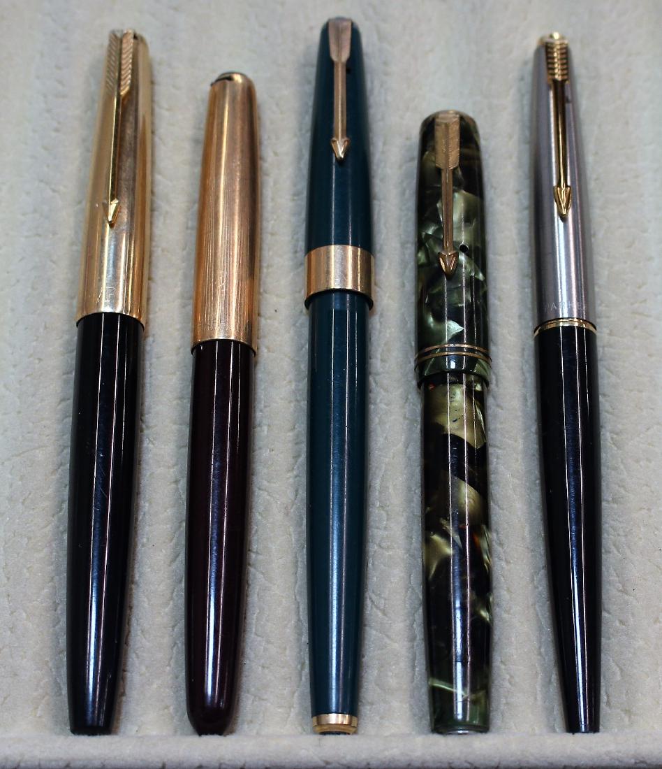 FIVE PARKER FOUNTAIN PENS