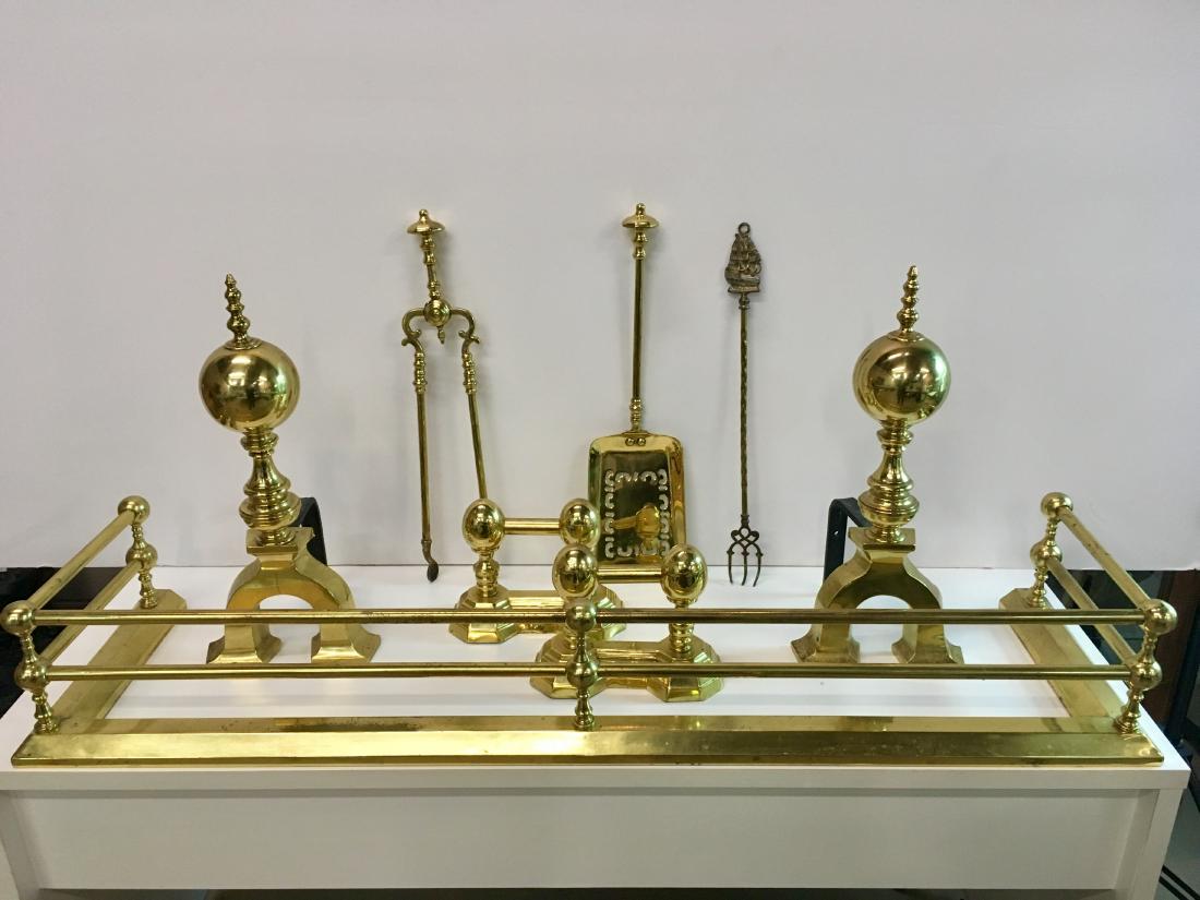 EIGHT BRASS FIREPLACE ITEMS (1 of 10)