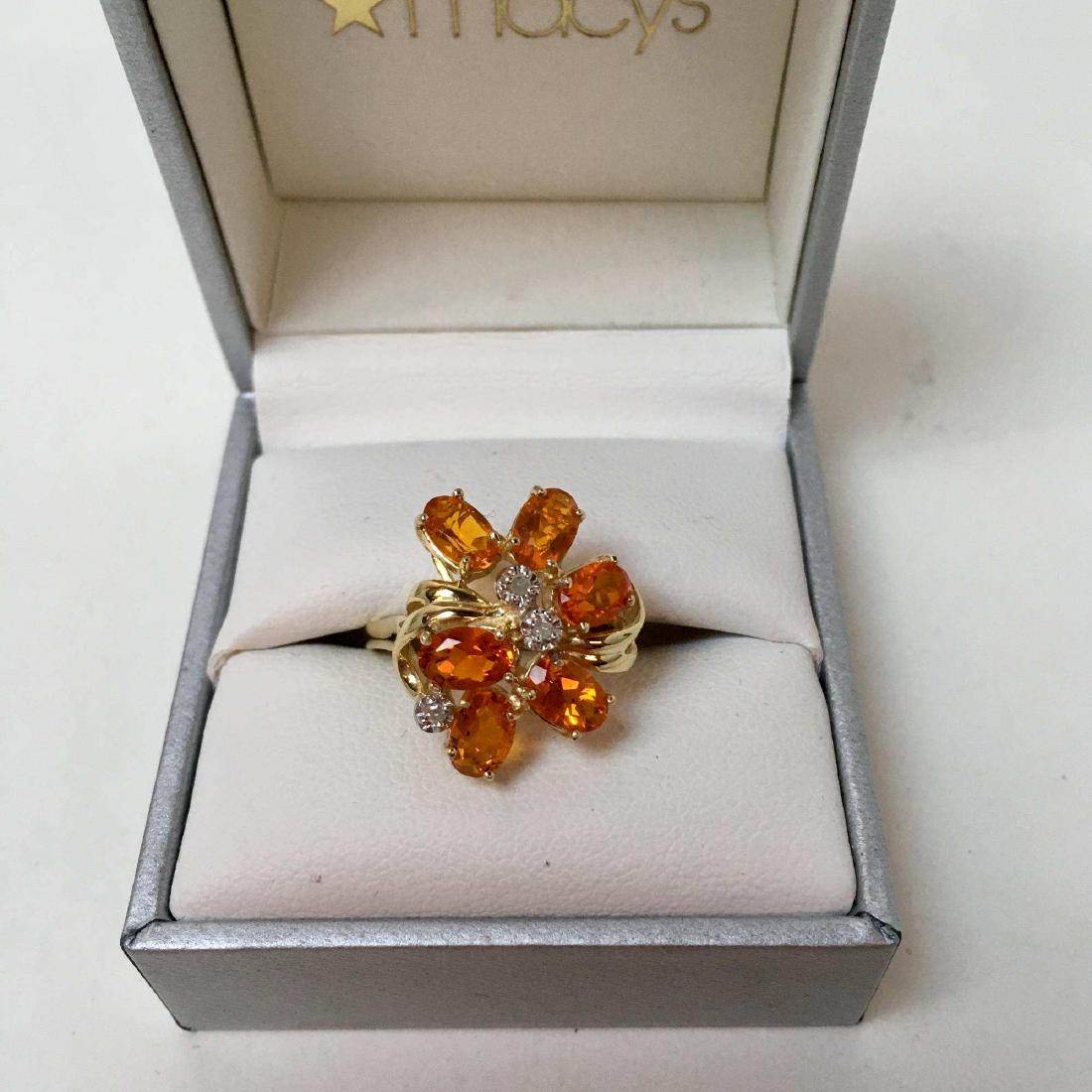 14K YELLOW GOLD AND MEXICAN FIRE OPAL RING: 14 karat yellow gold and Mexican fire opal ring size 7.75 4 g
