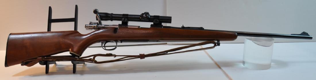 J. C. Higgins model 50 30-06 bolt action rifle.: Belgium made with Weaver scope. Serial number 1599. Fair condition.