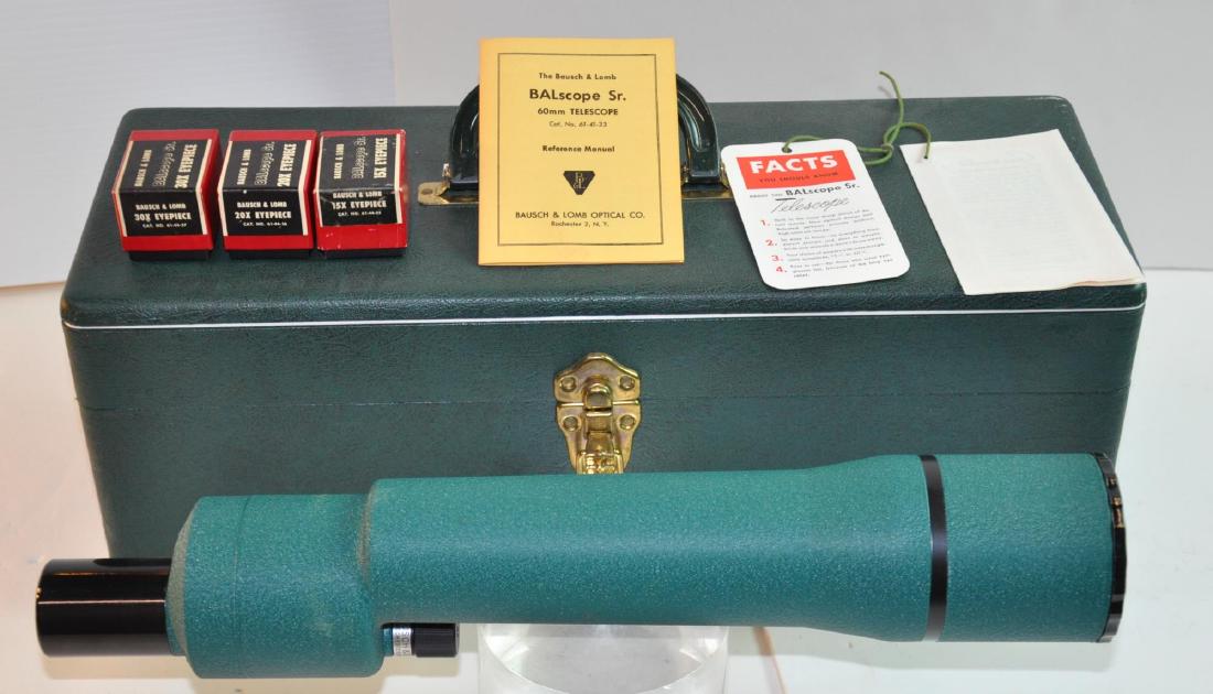 SPOTTING SCOPE-BAUSCH AND LOMB BALSCOPE SR: 60MM TELESCOPE WITH CASE AND EXTRA SIGHTS