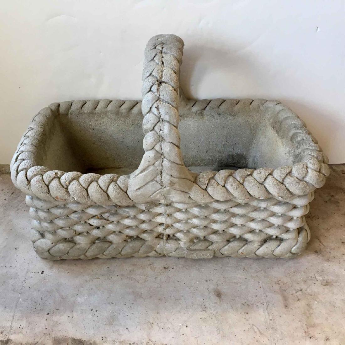 CONCRETE BASKET PLANTER: 23" x 13.5" x 15" - shipping will be costly due to size / weight, please get a third party shipping estimate before bidding