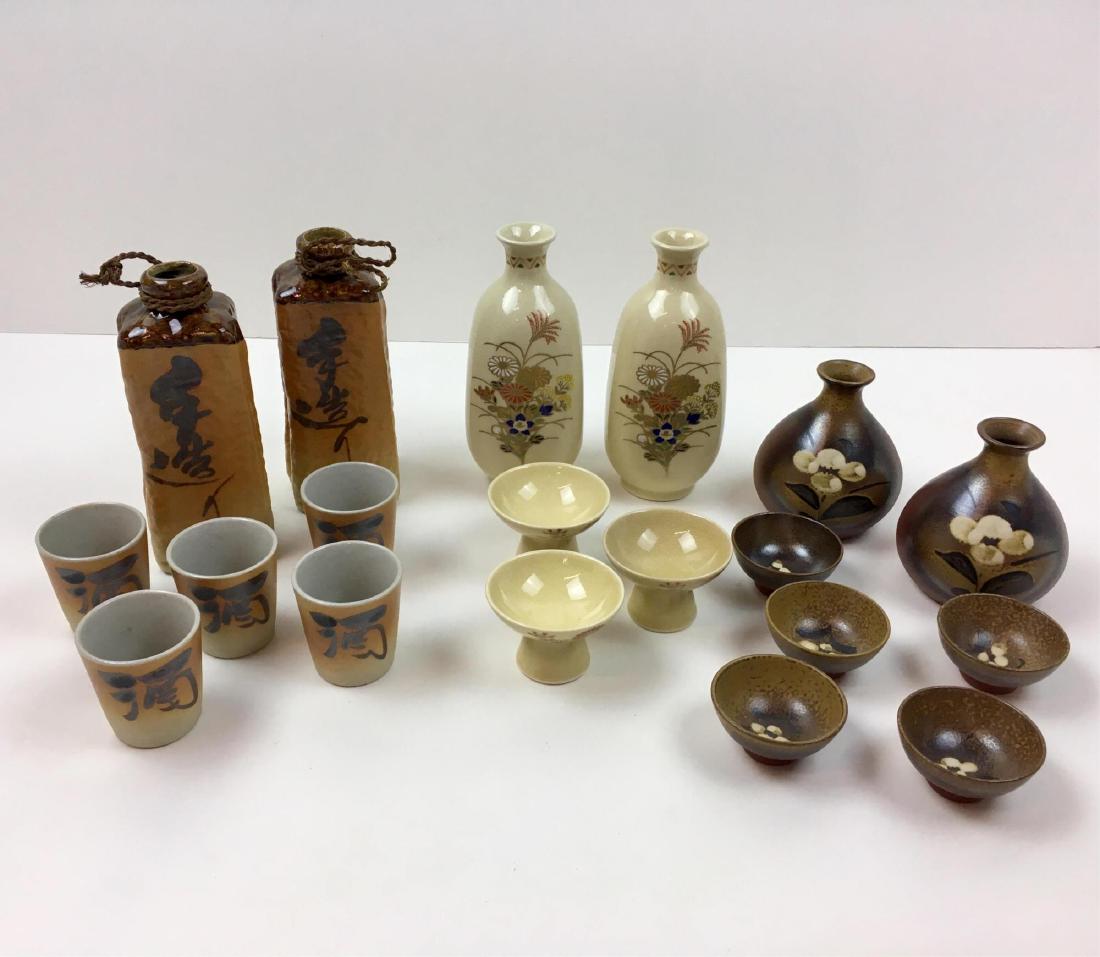 3 JAPANESE SAKE SETS: 19 pcs in total