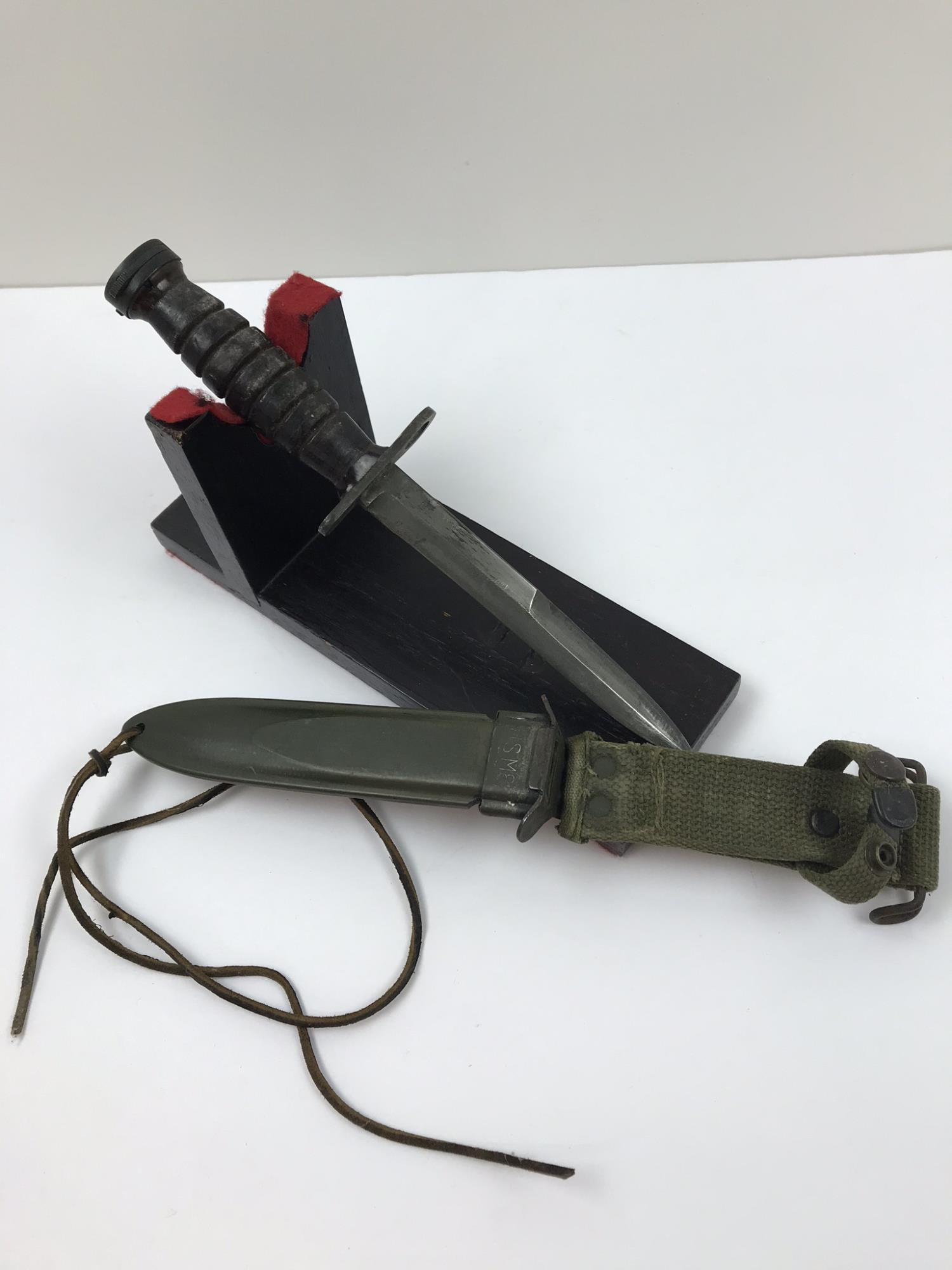 USN M4 BAYONET AND USM8A1 SHEATH: The M4 bayonet was introduced in 1944 for use with the M1 carbine