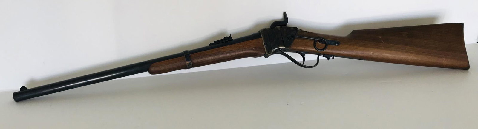 DAVID PEDERSOLI SHARPS PERCUSSION CARBINE: Very clean reproduction model of the classic rifle. Made in Italy. Black powder only. Serial # SH 36503.