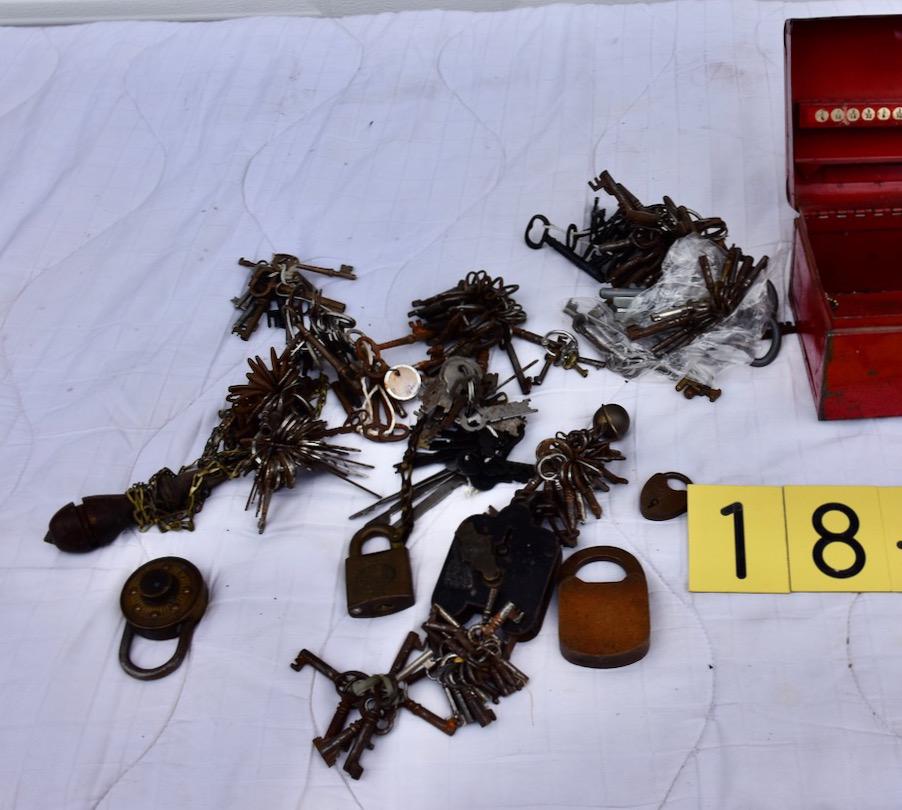 A group of antique cabinet keys: A group of antique cabinet keys