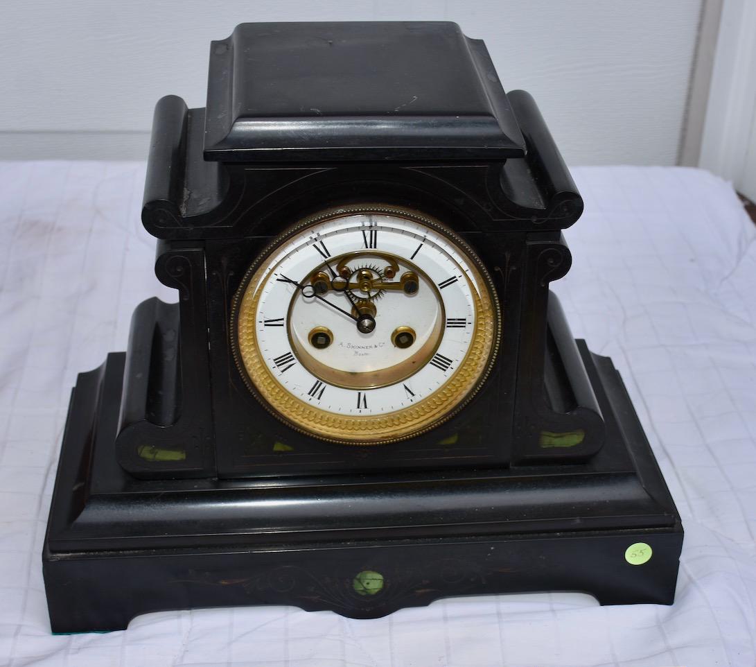 Granite Mantle Clock with Open Escapement: A. Skinner & Company, Boston