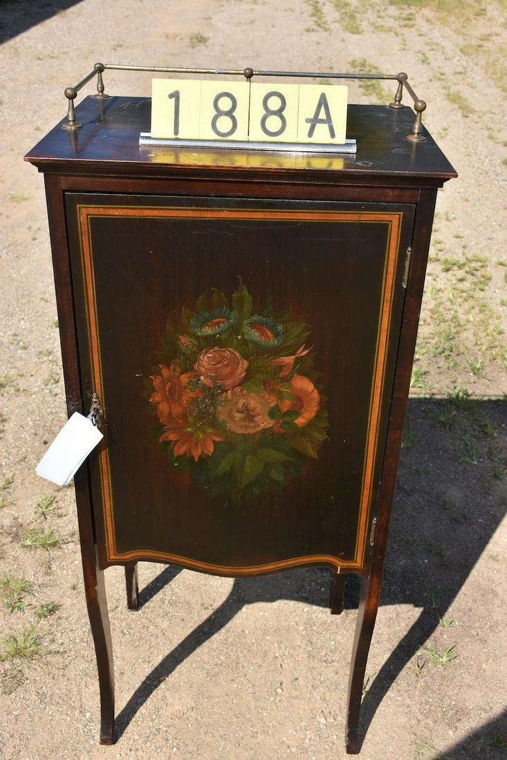 Sheet music or record cabinet with floral decoration: Sheet music or record cabinet with floral decoration
