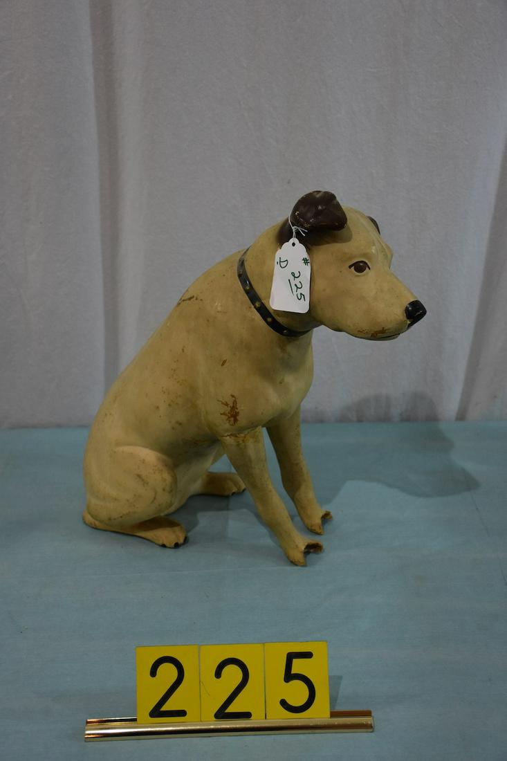 21" Paper mache dog with painted brown eyes: Damage to feet