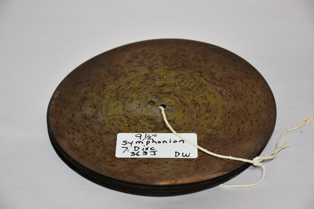 7 Symphonion 9-1/2" music box discs: 7 Symphonion 9-1/2" music box discs