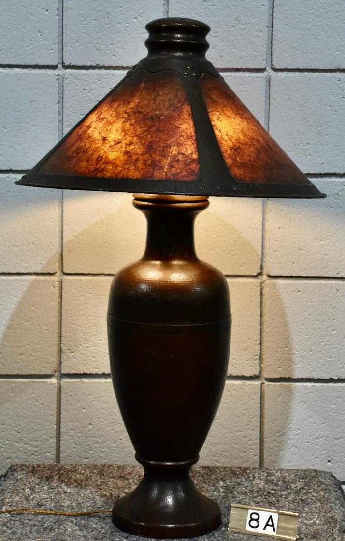 Impressive Large Hammered Copper Lamp (1 of 3)