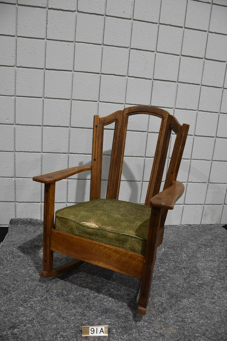 Charles P. Limbert Ebon-Oak Inlaid Rocker (1 of 9)