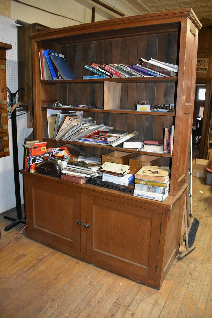 2 Section oak bookcase and Cabinet (1 of 1)