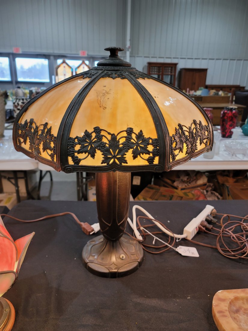 Bradley & Hubbard Slag Glass Table Lamp (1 of 1)