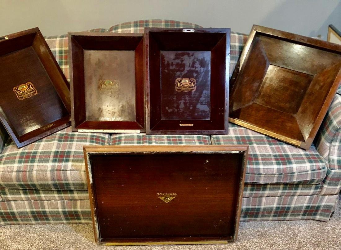 5 Phonograph Lids or Covers for Disc Machines: Various types including 4 Victrola's and 1 Silvertone