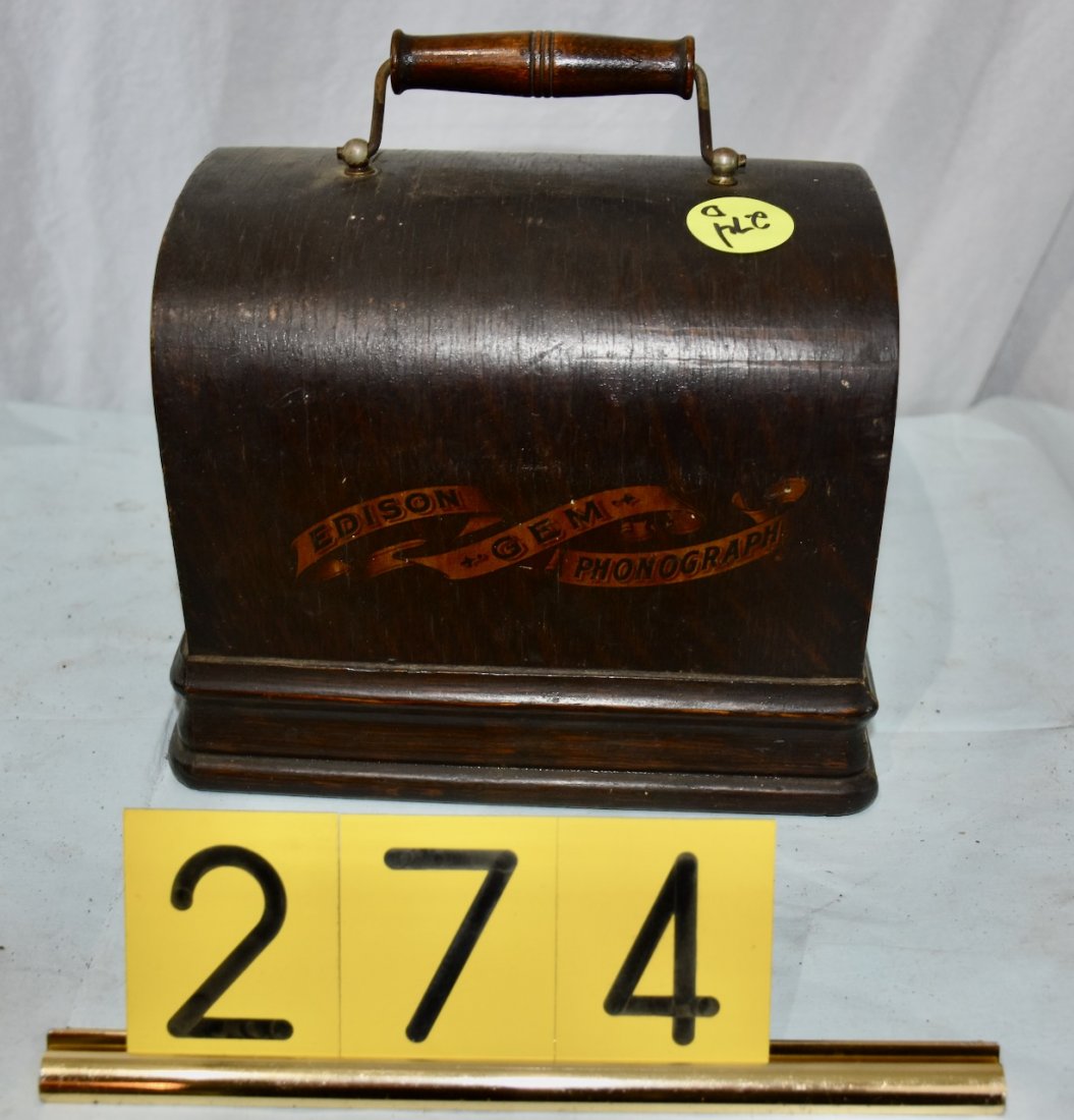 Edison Gem Phonograph Lid with Bail (1 of 1)