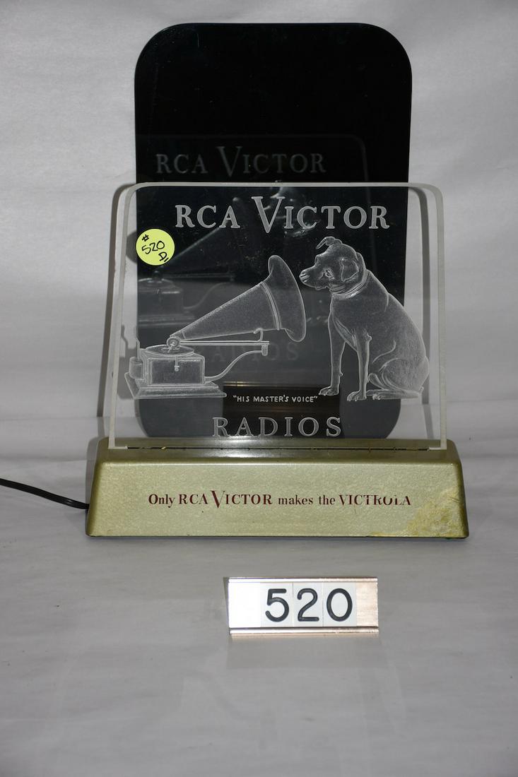 RCA Victor Lighted Dealer Sign,: 13" wide x 12-3/4' high. Radio's and Televisions. Not working