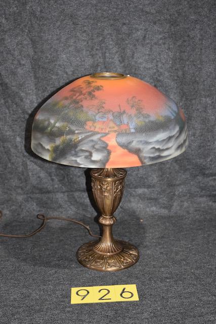 Phoenix (Attribution) Reverse Painted Table Lamp (1 of 3)
