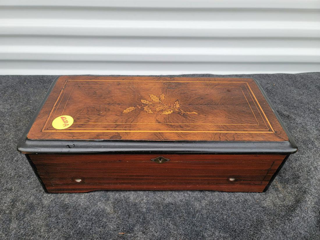 Antique Swiss Cylinder Inlaid Music Box (1 of 3)