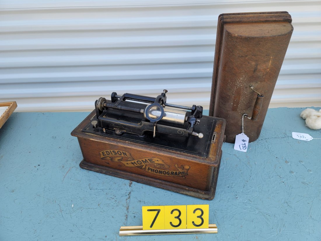 Edison Home Long Case Cylinder Phonograph: No reproducer. Has crank.
