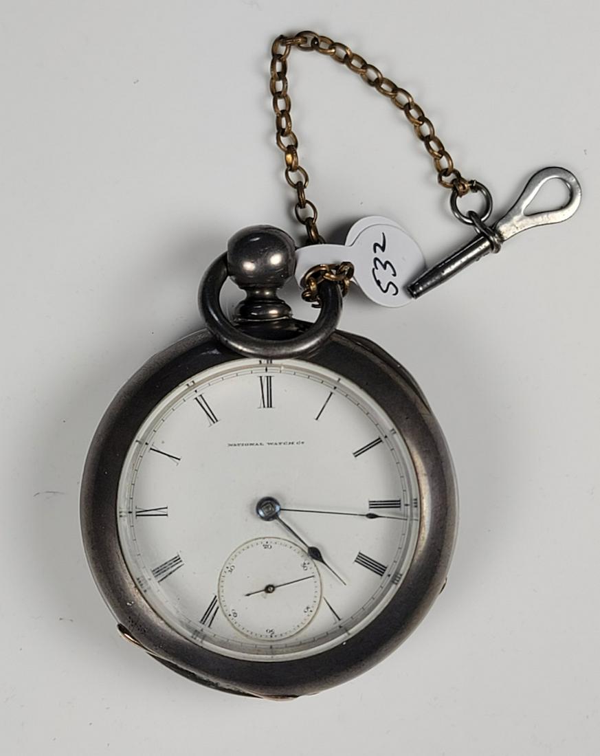 Elgin National Open Face Pocket Watch: Size 18 Dueber Coin Silver case. 15 jewel, Model 7, HH Taylor