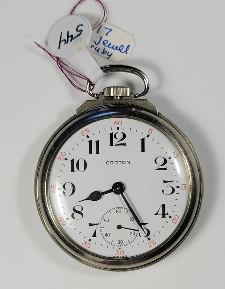 Croton Open Face Pocket Watch: Size 16