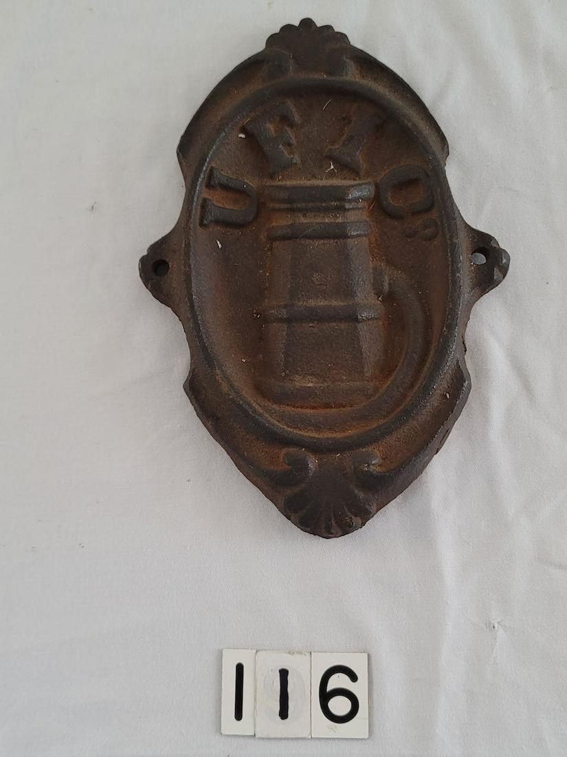 Cast Iron Fire Insurance Marker- Marked UFIC (1 of 4)