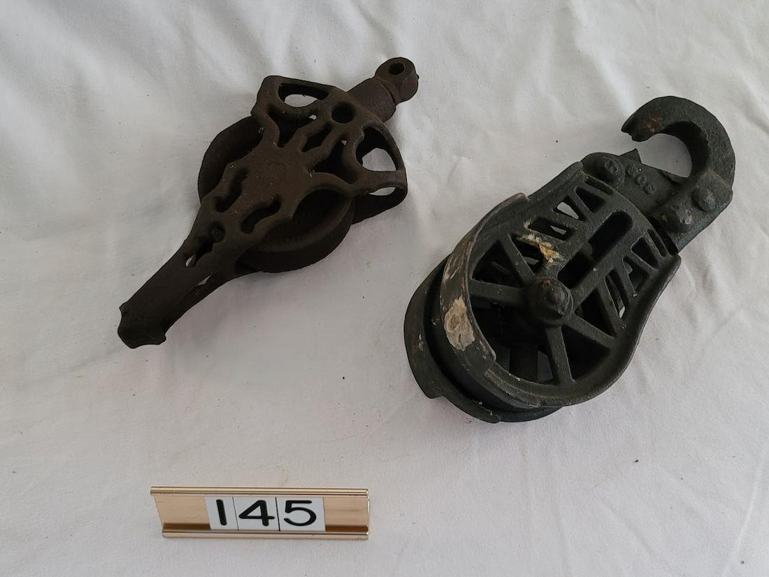 (2) Metal Puilleys- One Marked 308 & Other Unmarked: (2) Metal Puilleys- One Marked 308 & Other Unmarked