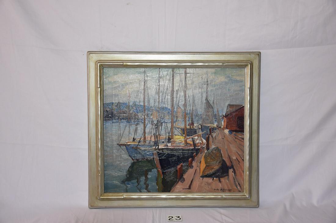Emile A. Gruppe Painting.  Harbor Scene (1 of 3)