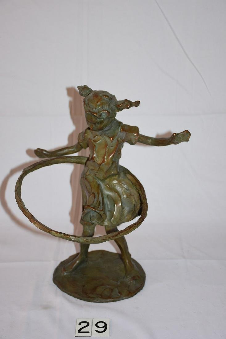 Bronze Statue of Girl and Hula Hoop (1 of 2)