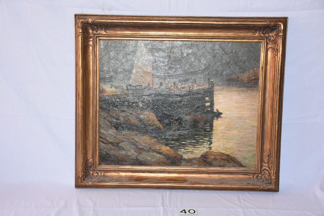 Fred W. Ramsdell Painting, "Harbor Scene" (1 of 4)