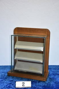 Counter Top display case: 2 slanted interior shelves. "Dress up your shoes with new laces. 14" wide x 17" tall x 7" deep