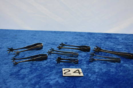 Group of Sterling Tongs: 7 total. 122 total grams. Some interesting examples