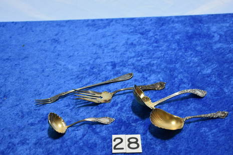 Sterling ladles, spoons, and forks: 4 patterns. 177 grams