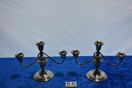 Matching Pair of Candleabra: International sterling, N281, weighted