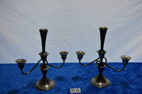 Pair of Matching Candleabra with Extensions: Rogers weighted sterling pattern 20265/3