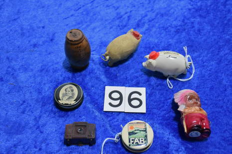 Group of Sewing Tape Measures: A good group of advertising and figural examples. 7 total