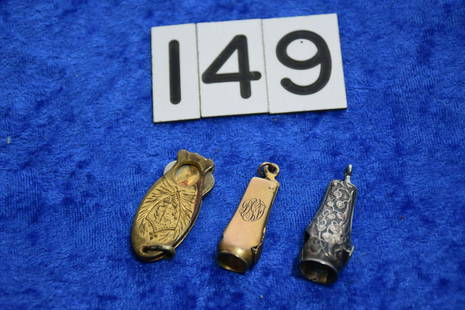3 Cigar tip cutters: 1 sterling, 1 gold filled, and a guillotine gold filled Via Panama