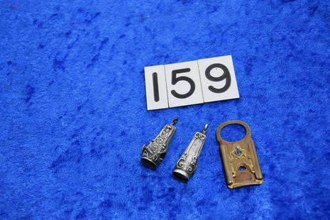 3 Cigar tip cutters: 2 are sterling and one Masonic guillotine example