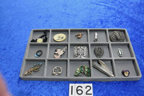 Group of Sterling Jewelry: 15 pieces, pocket knife, figural, Miller, Farro, Weyahok bone piece, etc.