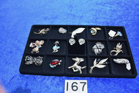 Group of Sterling Jewelry: 15 pieces. Hobe', Norway, Eisenberg, etc.