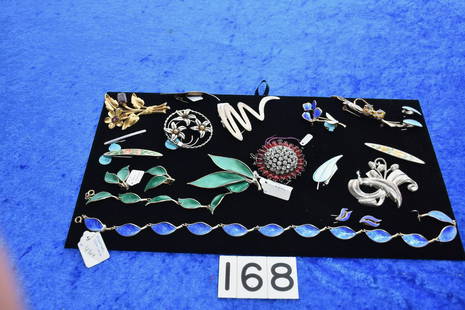 Group of Sterling Jewelry: 18 pieces. Enameled, David Anderson, etc.