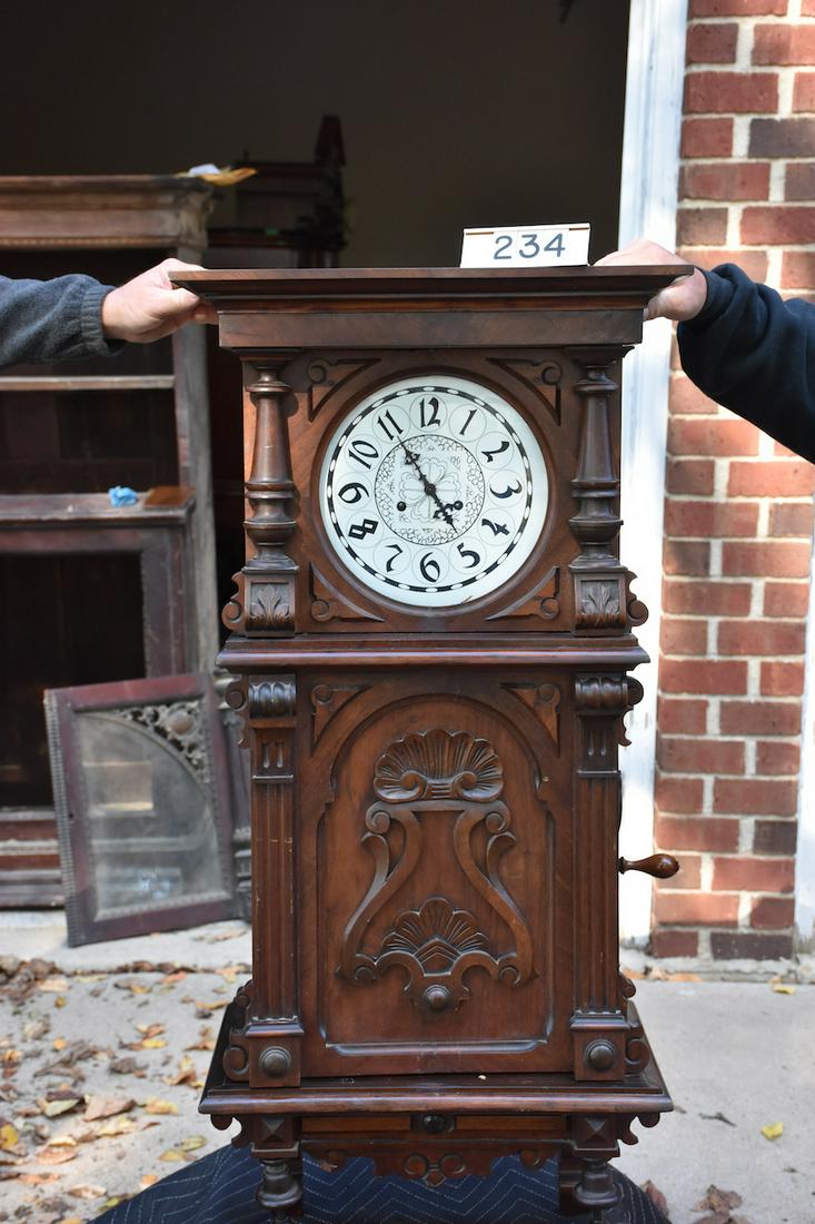Symphonion Musical Wall Clock: UPDATE TO DESCRIPTION: THE CLOCK WORKS(JUNGHANS)FACE AND PORCELAIN DIAL ARE REPLACED AND NOT ORIGINAL TO THE UNIT. THE MUSIC BOX PLAYS WITH NO BROKEN TEETH. A WINDING CRANK IS PRESENT. THERE ARE 18 - 