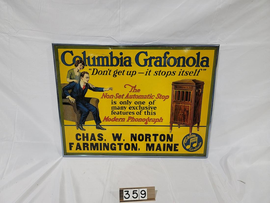 Columbia Grafonola Dealer Tin sign (1 of 2)