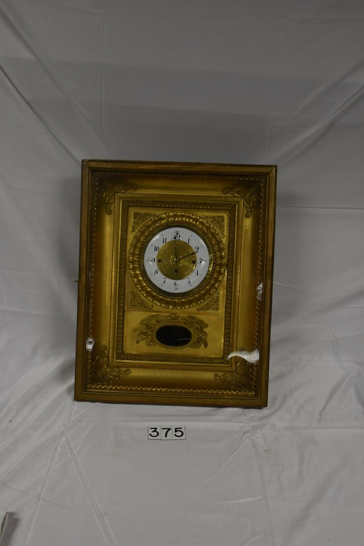 Picture Frame Musical Wall Clock: J. Michael Dauer in Minchen. 21" tall x 16-1/2" wide x 7" deep. 4" cylinder with 3 broken teeth. Ornate case, an early cylinder musical movement with 94 teeth in 31 three tooth comb sections