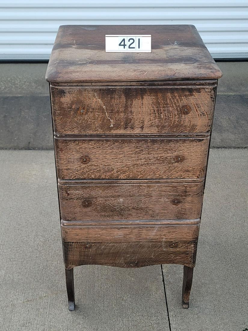 Four Drawer Cylinder Oak Record Cabinet (1 of 2)