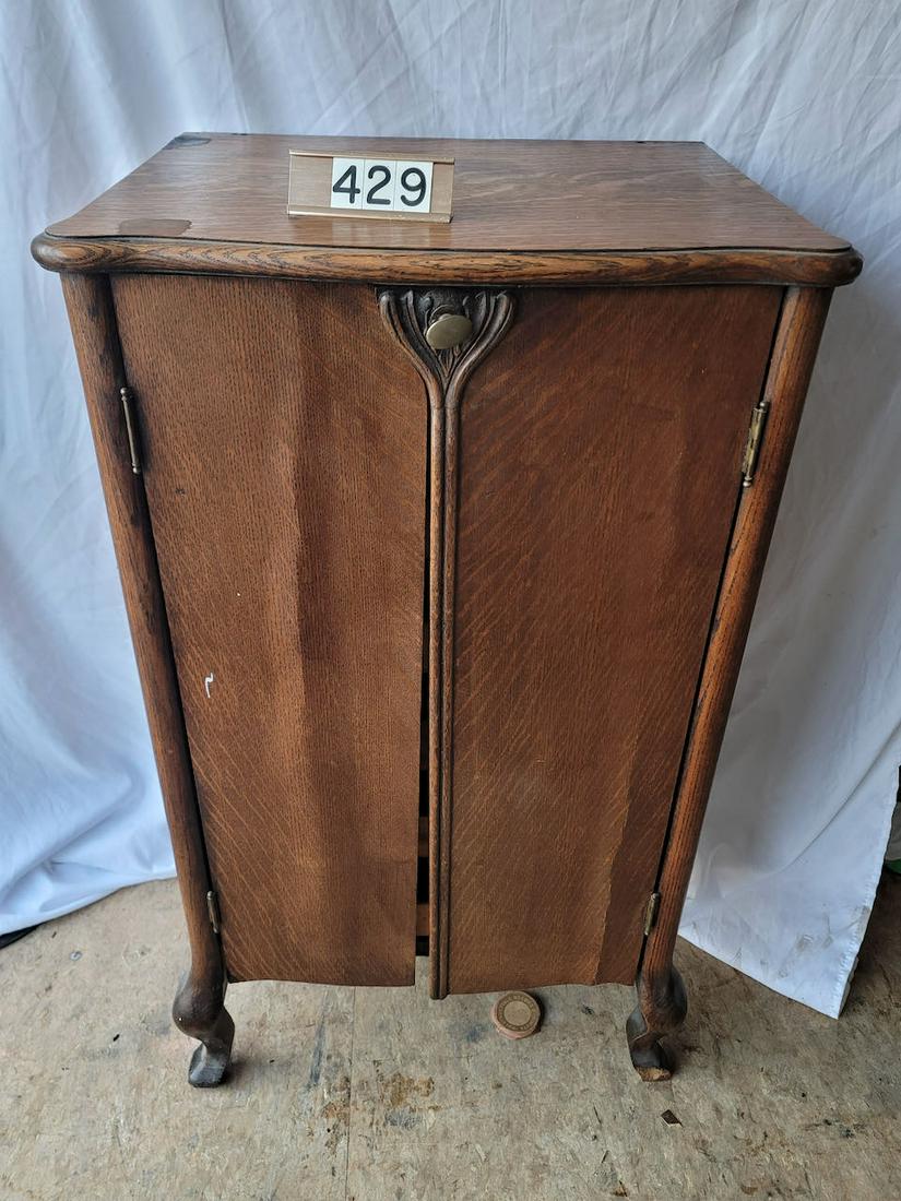 Oak Cylinder Record Cabinet. 2 Door, 6 Drawer. (1 of 3)