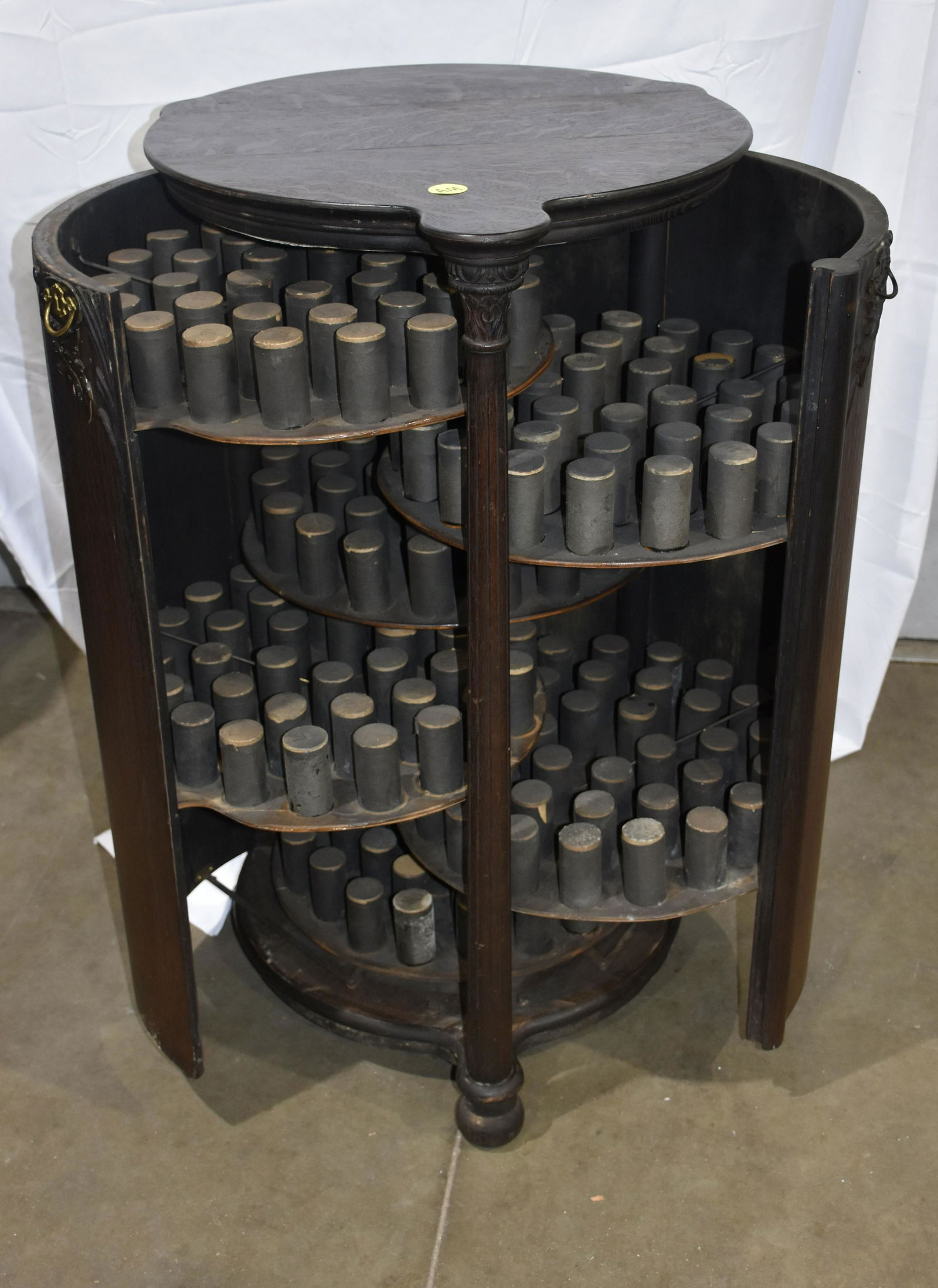 Herzog Oak Full Barrel Cylinder Record Cabinet. (1 of 2)