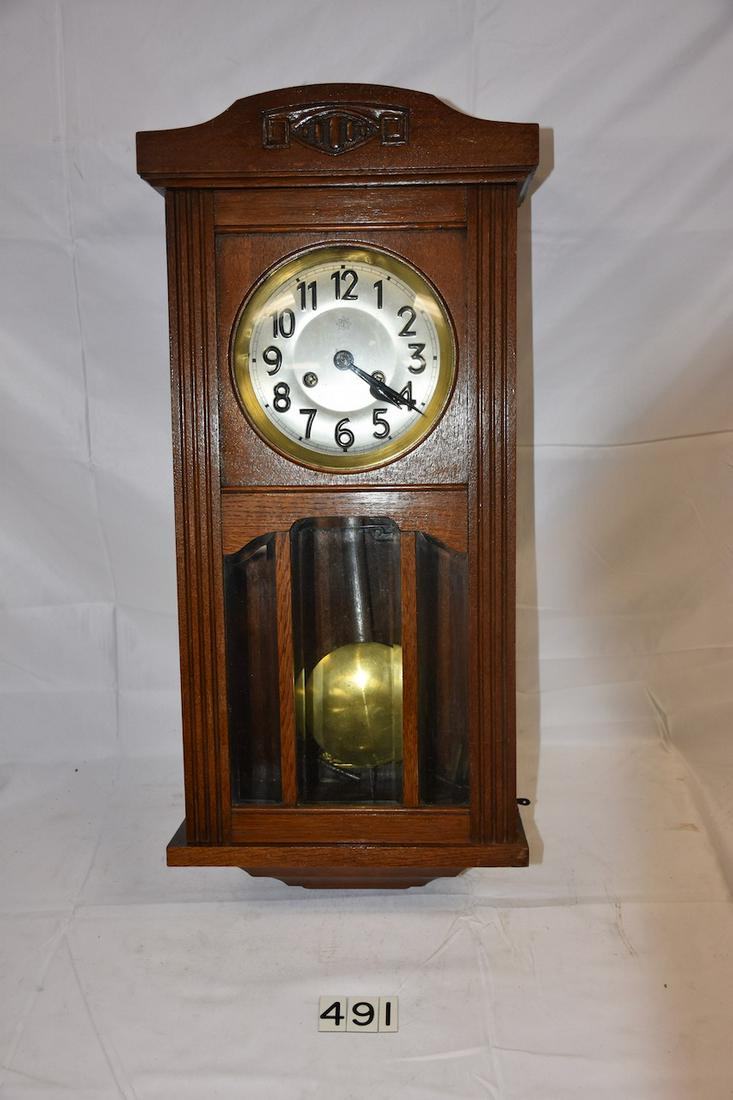 German Cased Wall clock (1 of 2)